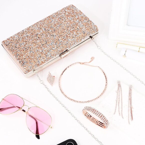 Exquisite 5-Piece Jewelry Set with Rhinestone Clutch - Ultimate Formal Accessory - Picture 6 of 6